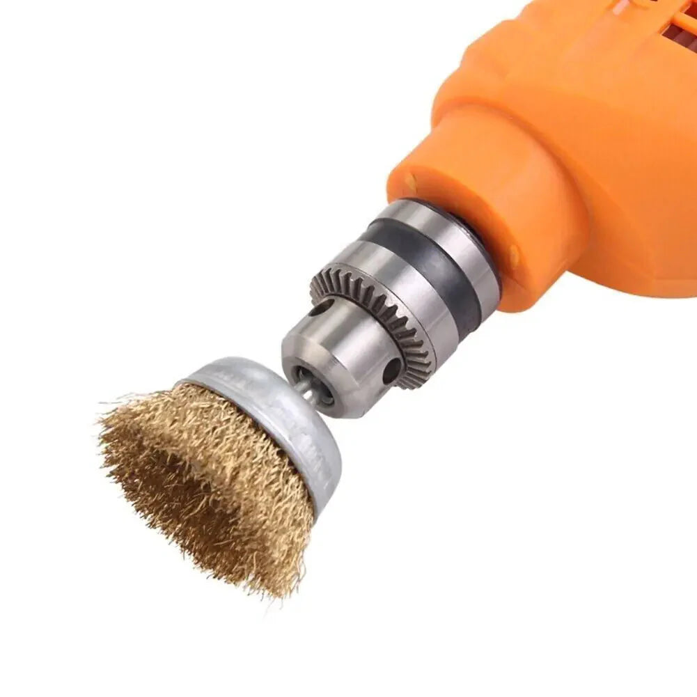 2-Pack 3 Pcs Wire Brush Wheel Set Cup Drill Bit Rust Paint Attachment 1/4" USA Anti Spier