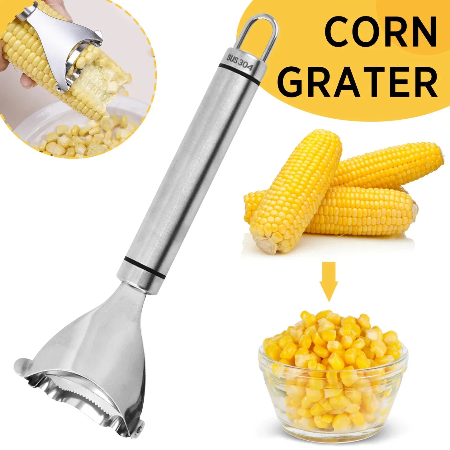 2x Corn Cob Peeler Stainless Steel Thresher Stripper Remover Kitchen Cutter Tool Anti Spier