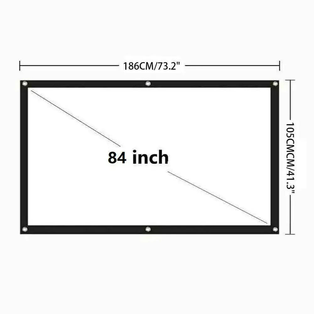 Portable Foldable Projector Screen 16:9 HD Outdoor Home Cinema Theater 3D Movie Anti Spier