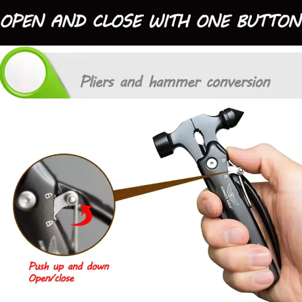 High-Quality Multi-Tool Hammer Hatchet with Knife, Saw, and Mini Claw – Ultimate Car Safety Hand Tool Anti Spier