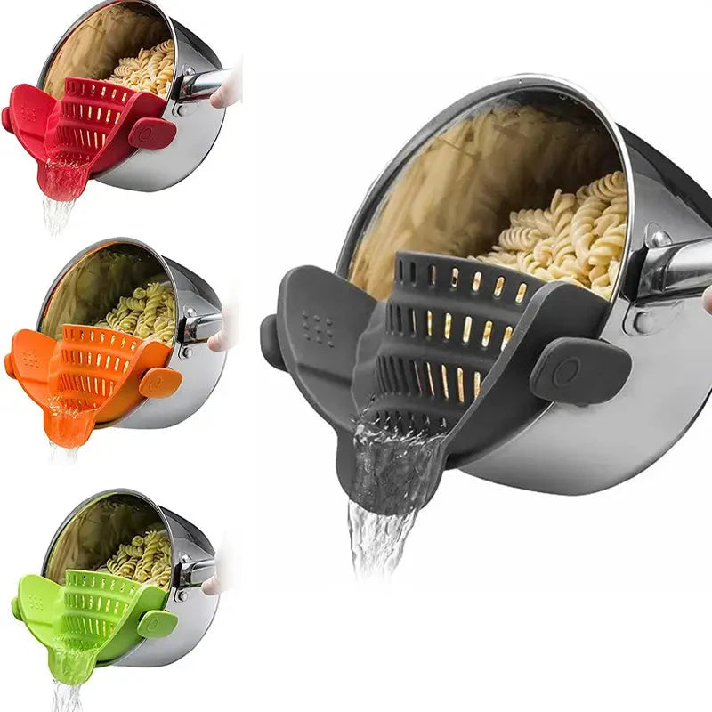Multi-Functional Silicone Clip-On Strainer Anti Spier