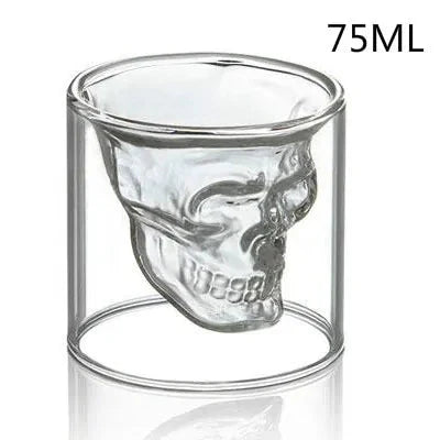Double Layered Glass Skull Coffee Mug Anti Spier