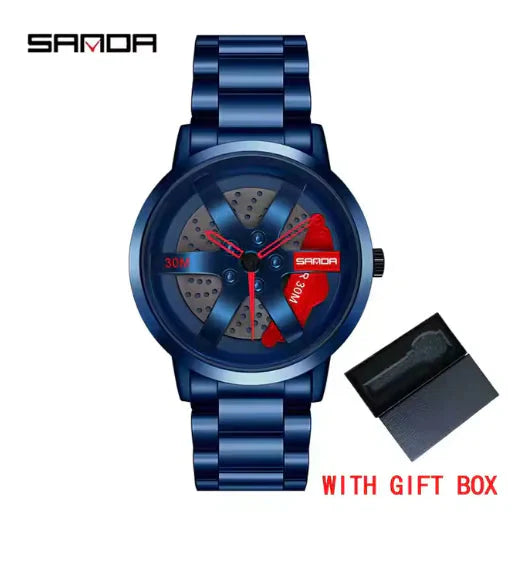 Men's 3D Car Wheel Sports Watch - Waterproof Quartz Anti Spier