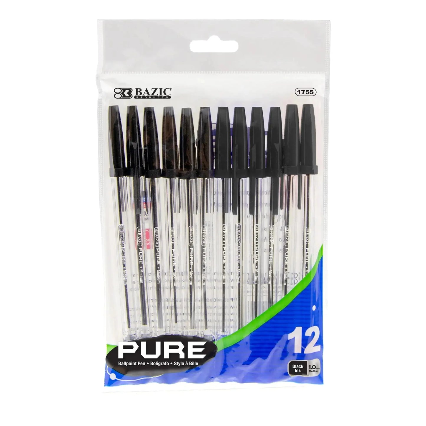 Pure Black Pen (12/Pack) Anti Spier
