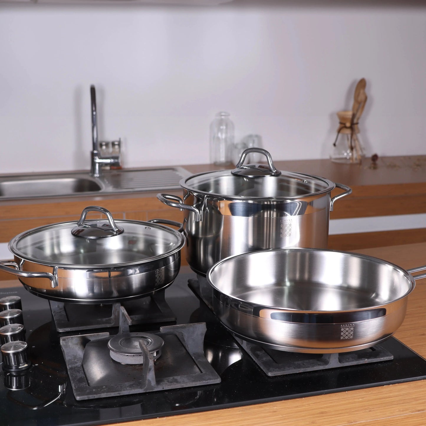 Serenk Modernist 5 Piece Stainless Steel Pots and Pan Set Anti Spier
