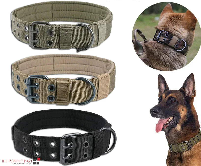 2" Wide Tactical Heavy Duty Nylon Large Dog Collar K9 Military With Metal Buckle Anti Spier