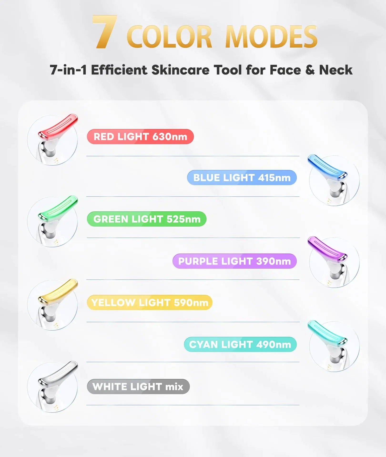 7 Color Light Based Multifunctional Facial Massager, Face Massager Tool for Skin Care at Home, Glossy White Anti Spier