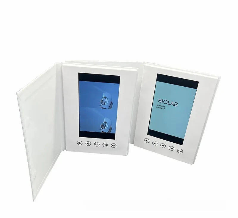 7-inch White Hardcover Video Brochure Card Anti Spier