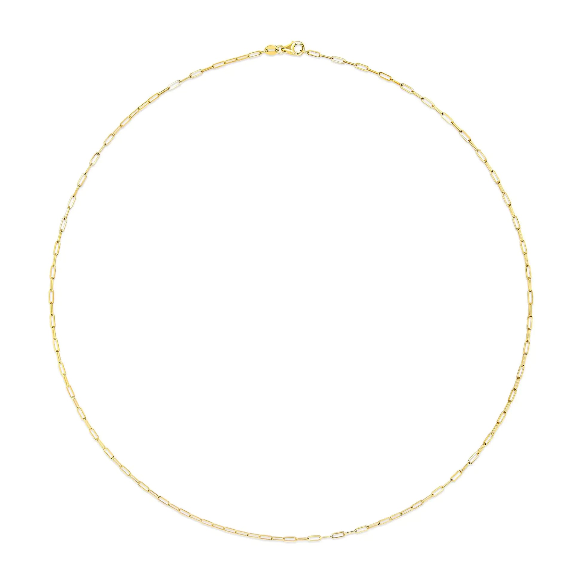 Unisex Solid 14K Gold 1.5mm Paperclip Chain Necklace - Choice of Length and Metal Color - Anti Spier 