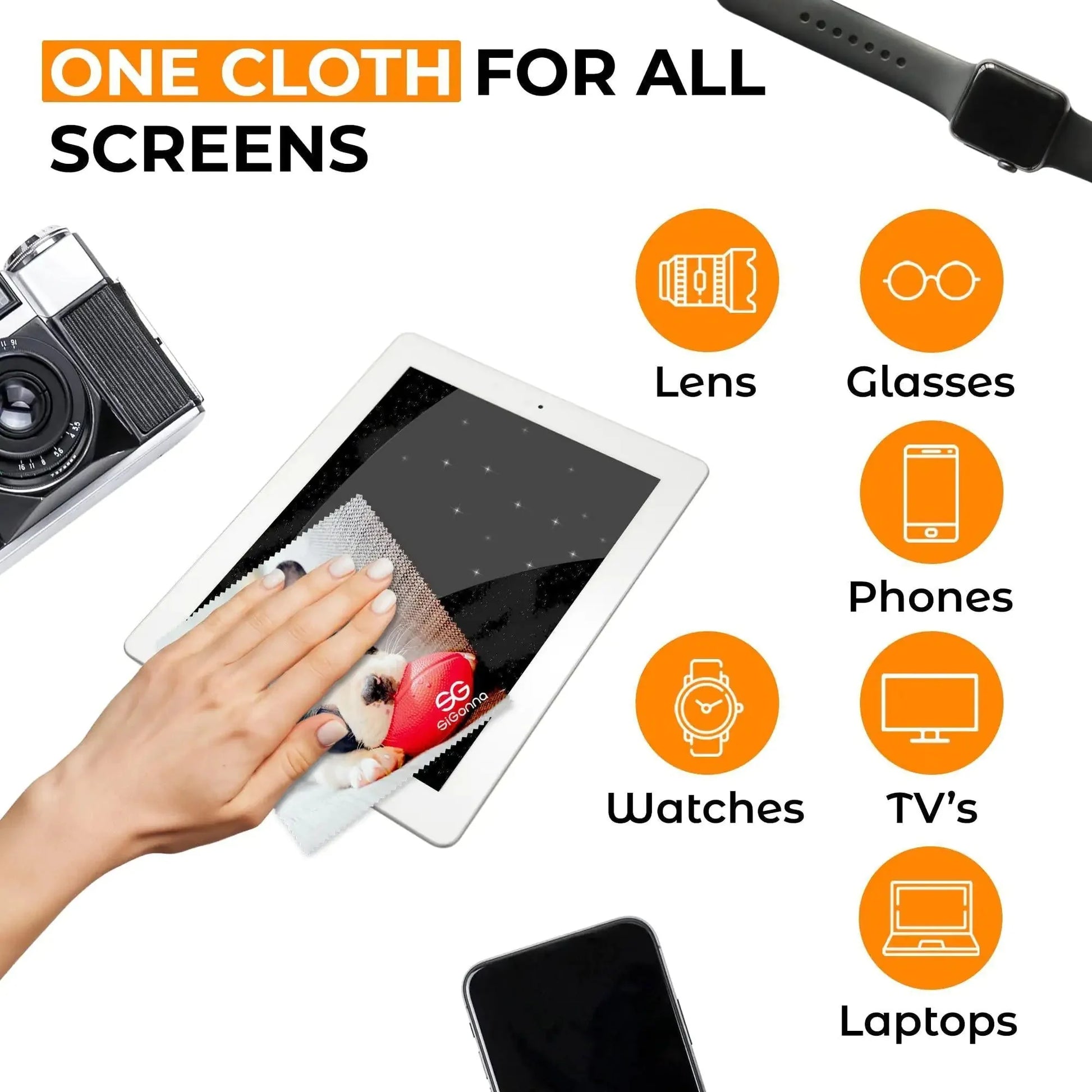 Microfiber Cleaning Cloth for Glasses Lens Camera Phone Screen 6 Pcs Very Soft Anti Spier