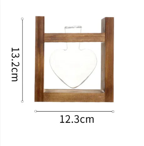 Heart-Shaped Glass Vase with Wooden Stand – stylish and elegant! Anti Spier