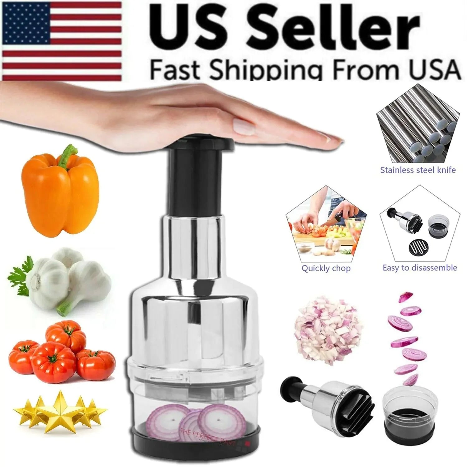 Vegetable Fruit Salad Onion Garlic Food Hand Chopper Cutter Slicer Peeler Dicer Anti Spier