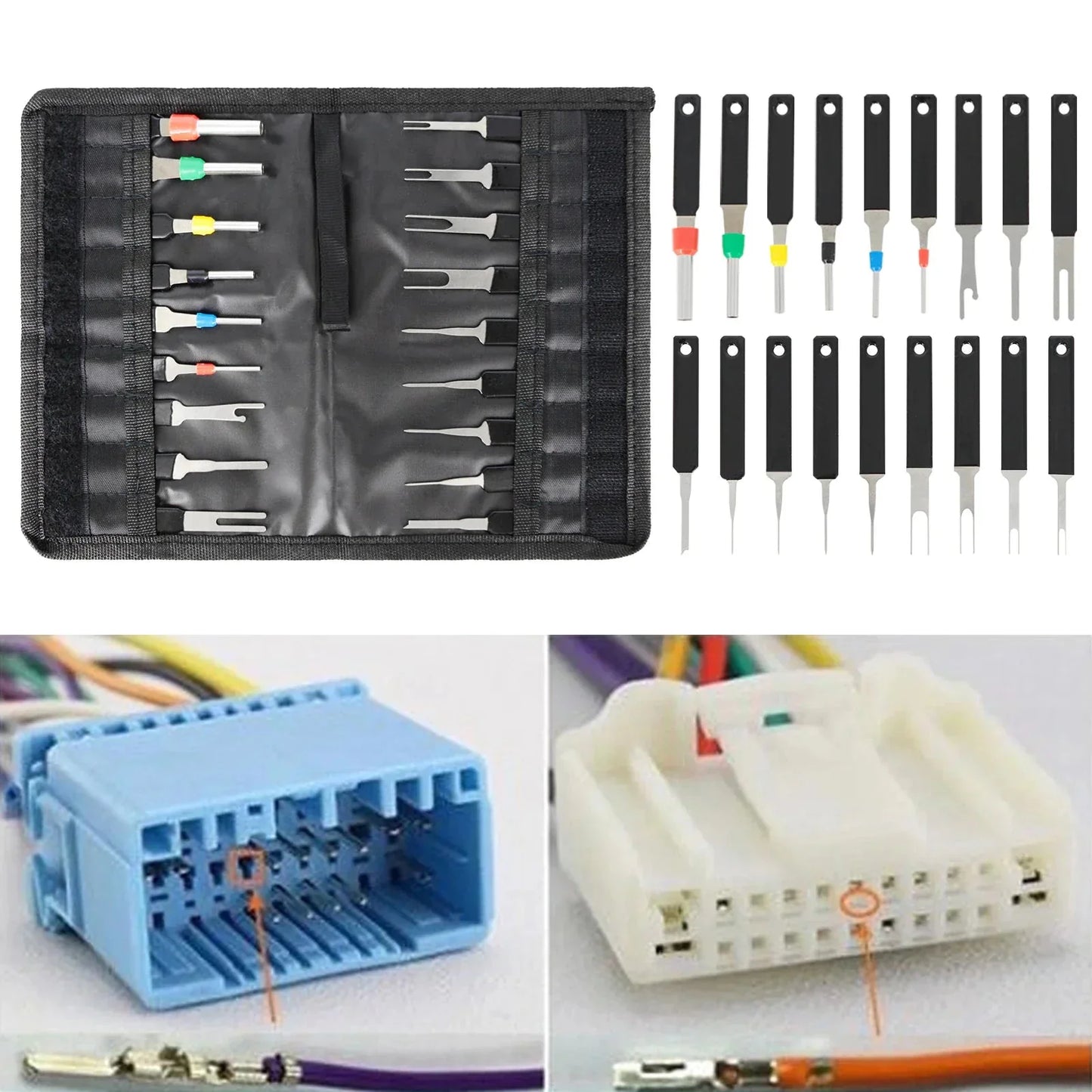 18Pcs Heavy Duty Thick Car Terminal Removal Kit Wire Connector Pin Release Tool Anti Spier