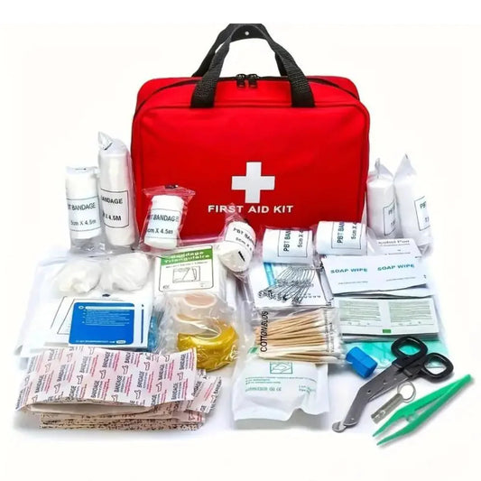 173pcs Large First Aid Kit: Portable Bag For Outdoor Hunting, Hiking, Camping And More - Including Emergency Supplies! Anti Spier