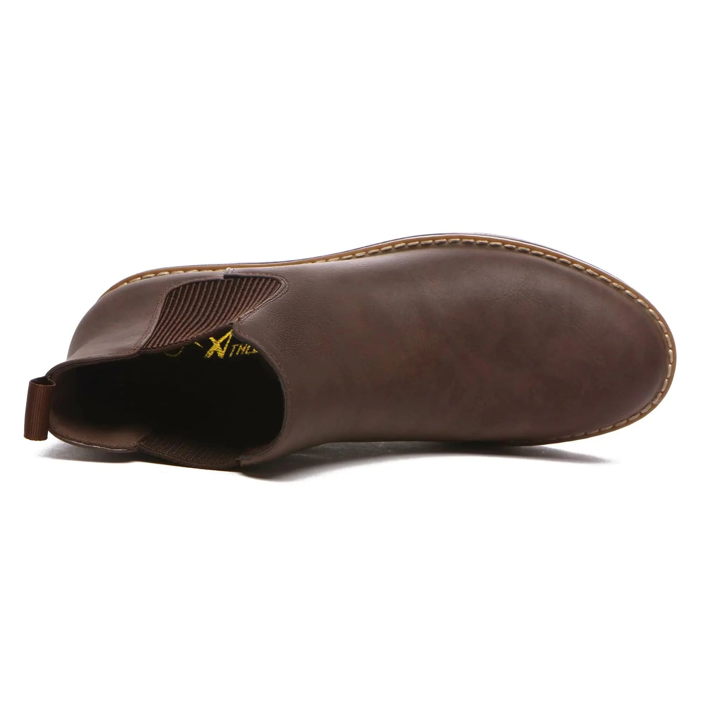 Athlefit Women's Chelsea Wedge Boots Elastic Platform Lug Sole Slip on Wedge Ankle Booties 6.5 Brown Anti Spier