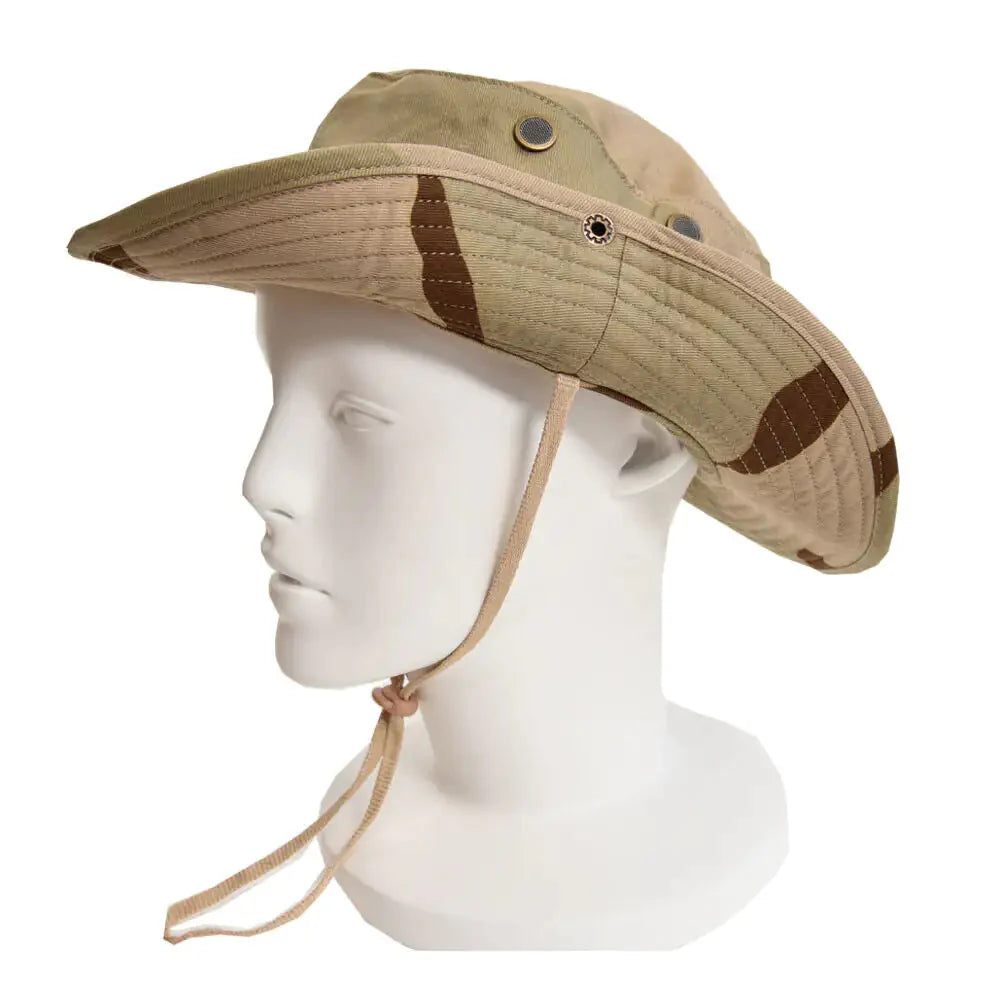 Boonie Bucket Hats Outdoor Fishing Hunting Wide Brim Mesh Camo Safari Sun Cap Anti Spier