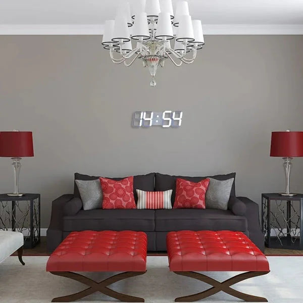 Digital 3D LED Big Wall Desk Alarm Clock Snooze 12/24 Hours Auto Brightness USB Anti Spier