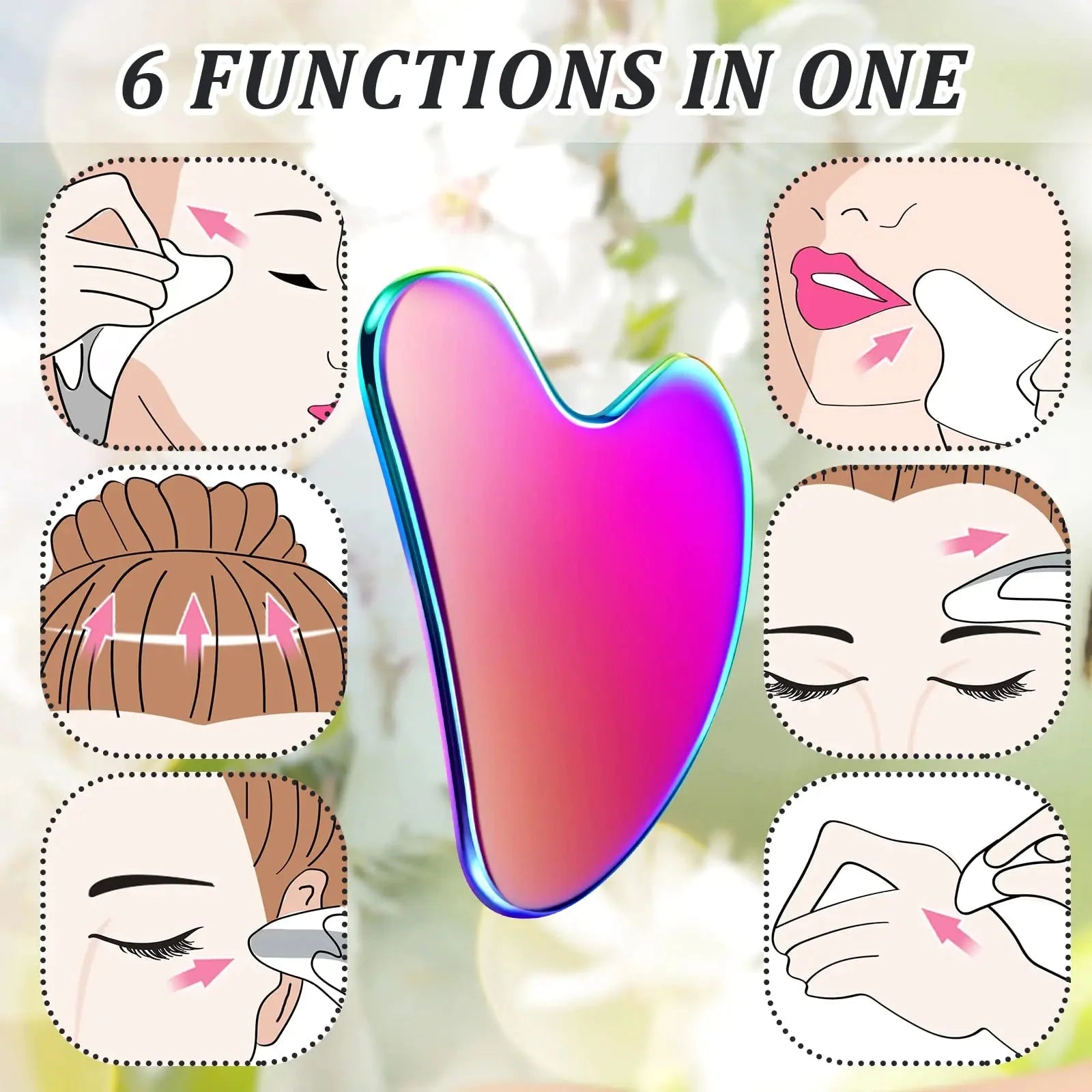 Nuanchu Stainless Steel Gua Sha Facial Tools Guasha for Face Metal Gua Sha Tighten Skin Massage Guasha Beauty Tool for Body Eyes Neck Massager with Travel Pouch Skin Care Gifts (Rainbow Color) Rainbow Color Anti Spier