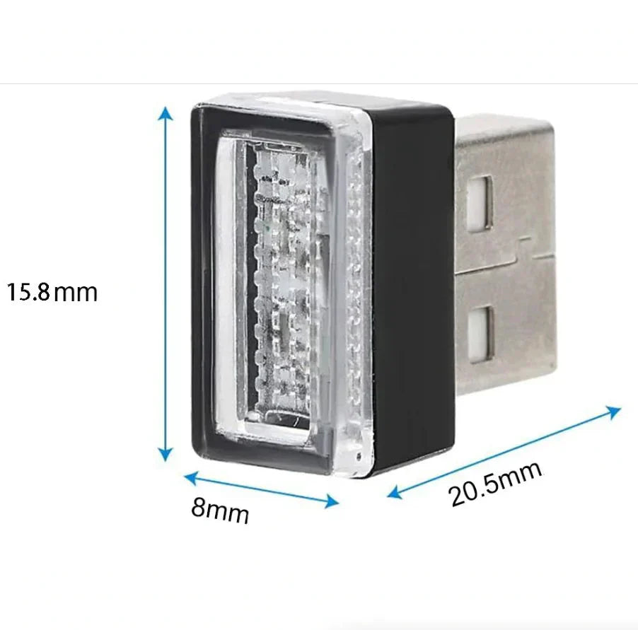 3x Mini Blue LED USB Car Interior Light Neon Atmosphere Ambient Lamp Accessories Anti Spier