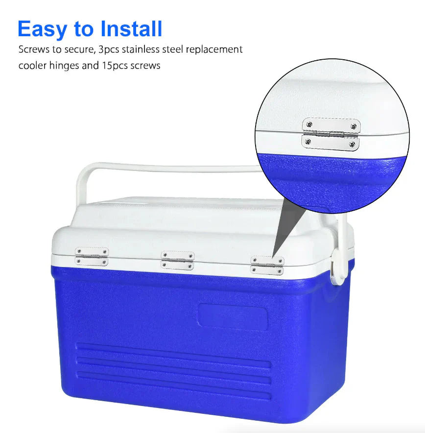 3PCS Stainless Steel Cooler Hinges & Screws Replacements For Igloo Cooler Parts Anti Spier