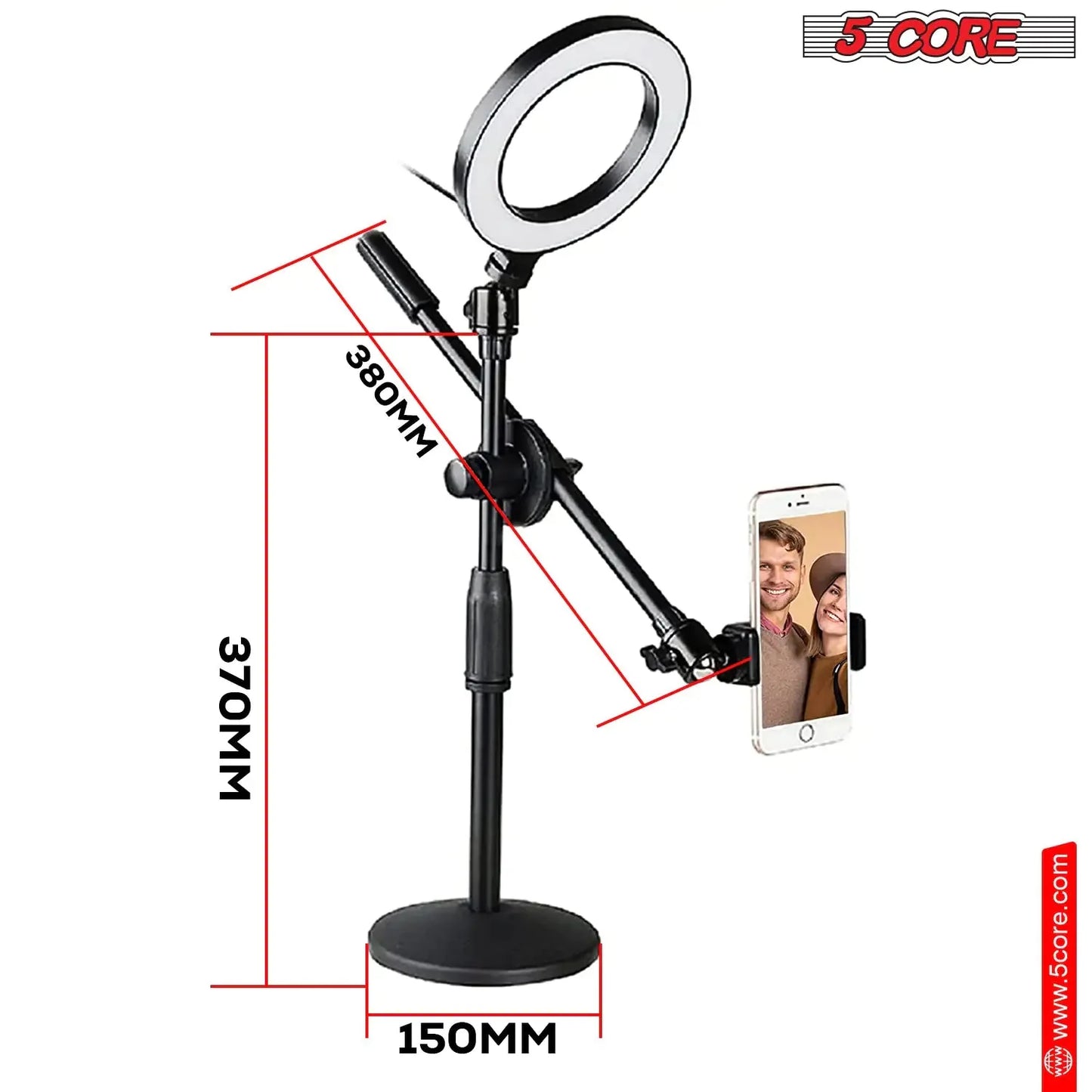 6 inch Ring Light with Cell Phone Stand Adjustable Ring light Angle  LED Circle Light w Phone Holder Anti Spier