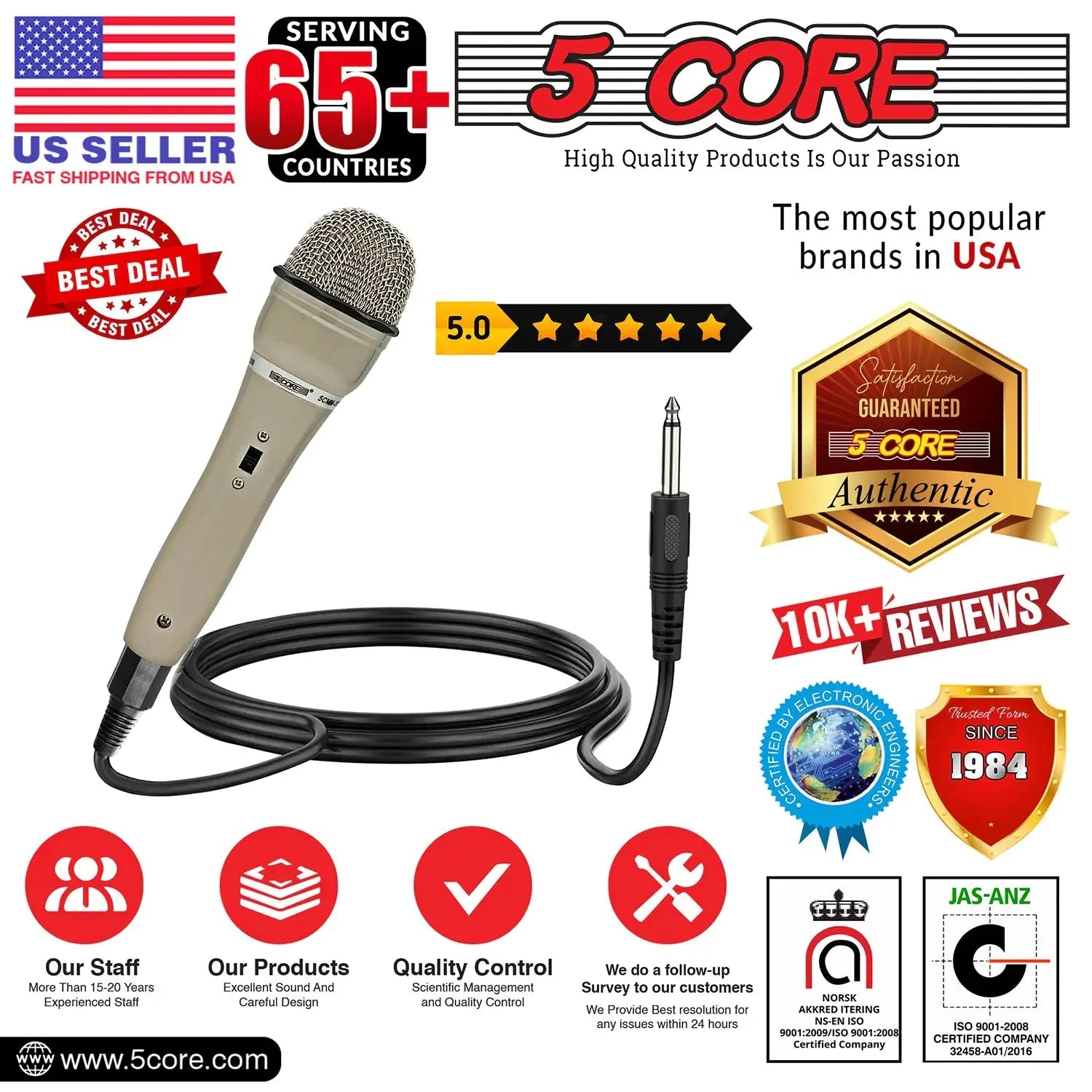 5Core XLR Microphone Dynamic Mic Karaoke Singing Studio Mics Handheld Microfono Anti Spier
