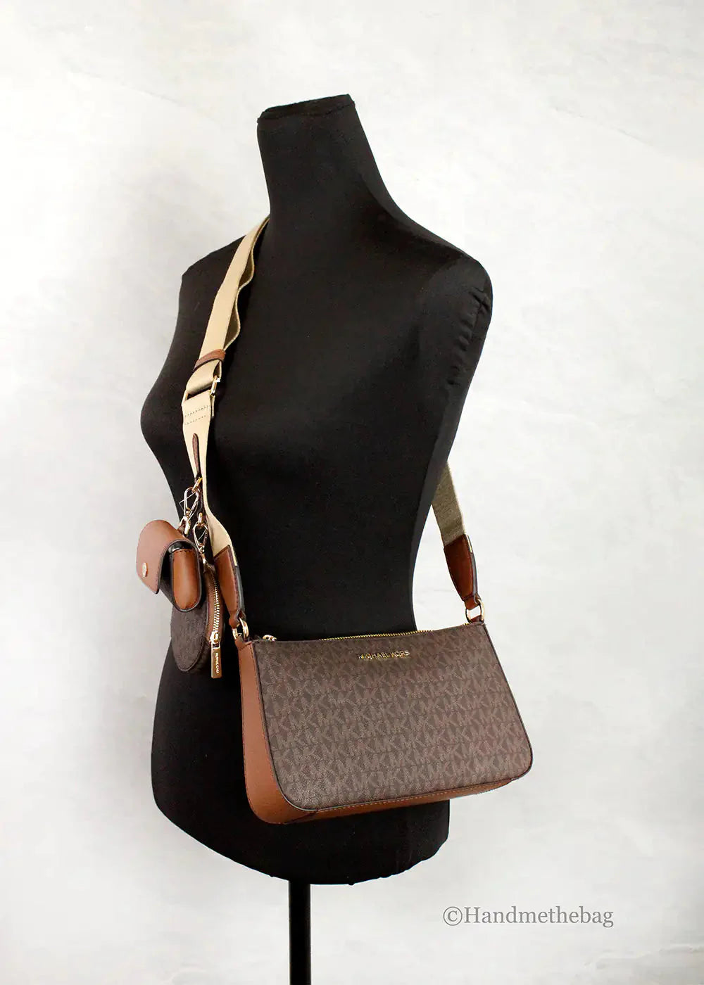 Michael Kors Jet Set Brown PVC Tech Crossbody Bag Anti Spier