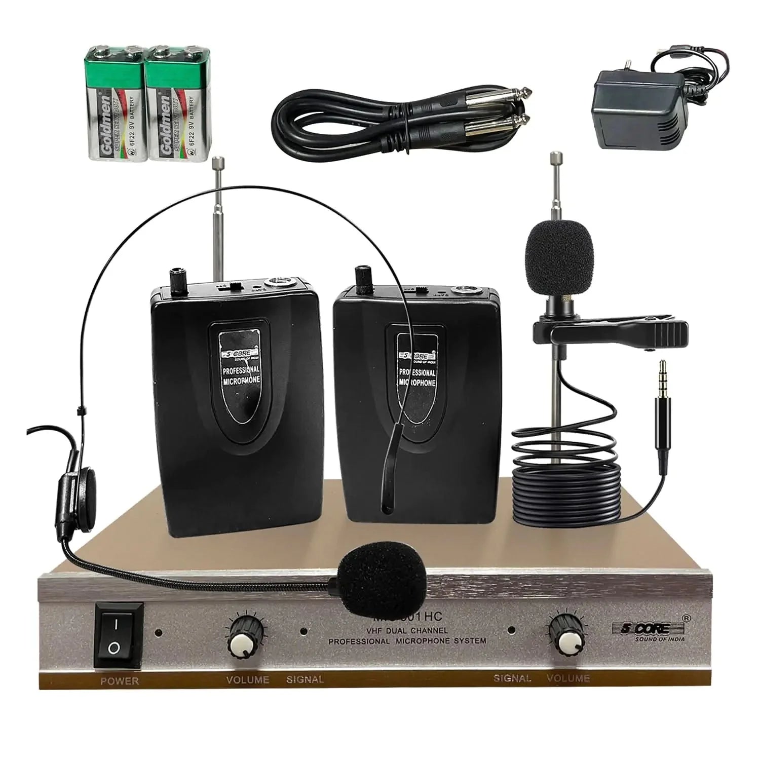 5Core Wireless Microphones w 1 Headset 1 Collar Mic + Receiver Microfono Inalambrico Anti Spier