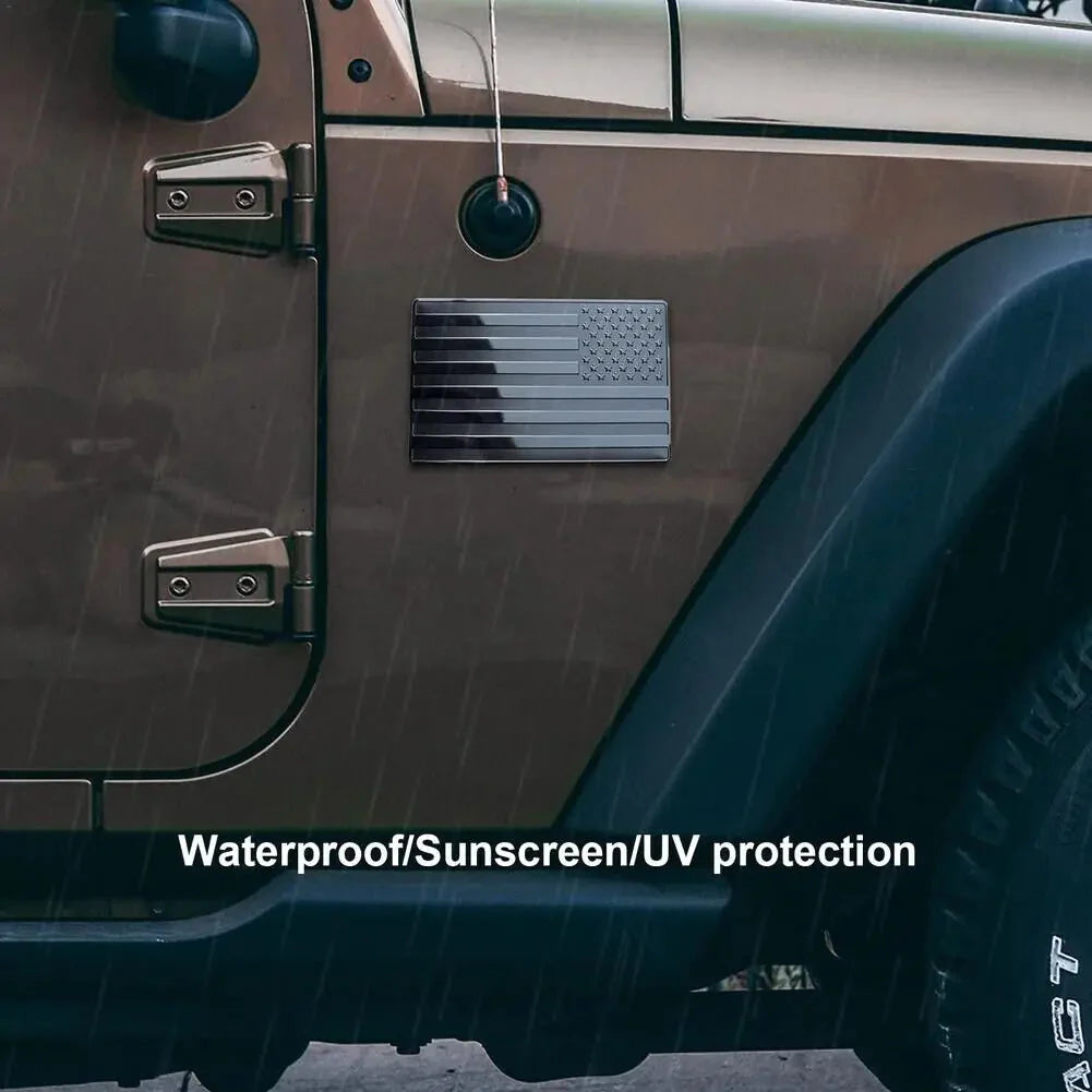 2PCS Metal USA Flag Sticker American Car Truck Decal Emblem Black Anti Spier