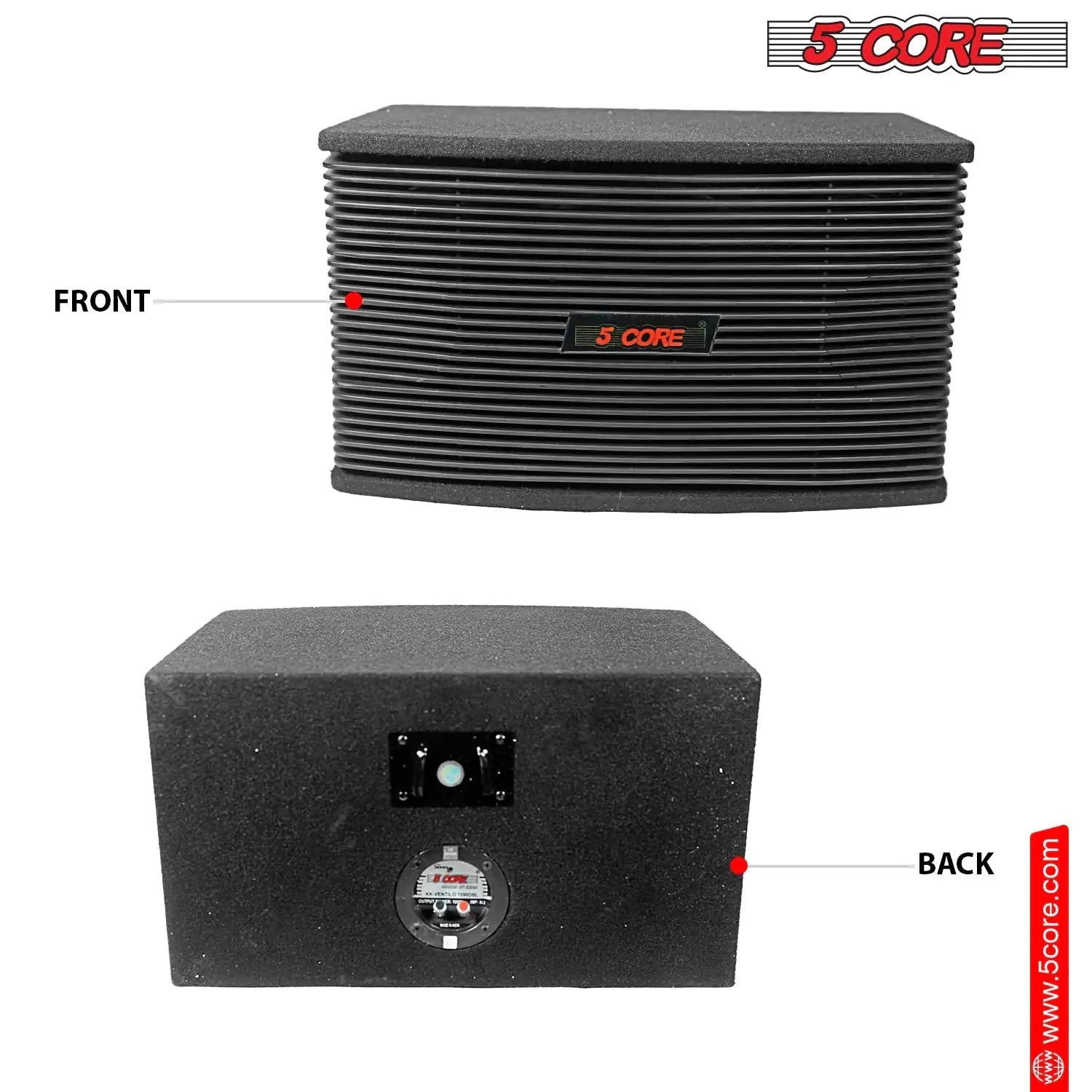 5Core Box Subwoofer for Car 1Pc Black 800W Peak Power 8 Inch Vented Trunk Speaker Woofer 8 Ohm Anti Spier