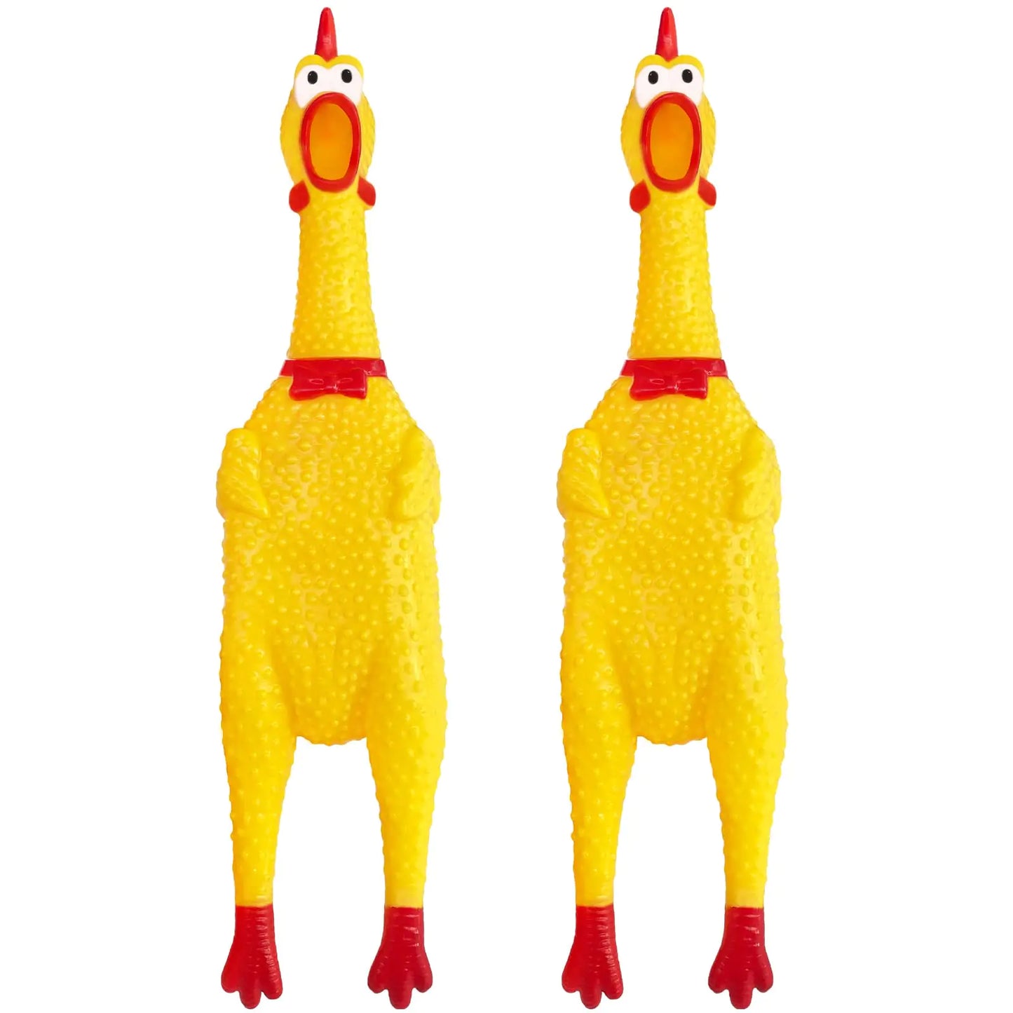 Xeehwb 2 Pcs Large Rubber ChickenScreaming Chicken Dog ToysYellow Rubber Squawking ChickenSqueaky Chicken ToysPrank Noise Maker Dog Toys 12 Inch