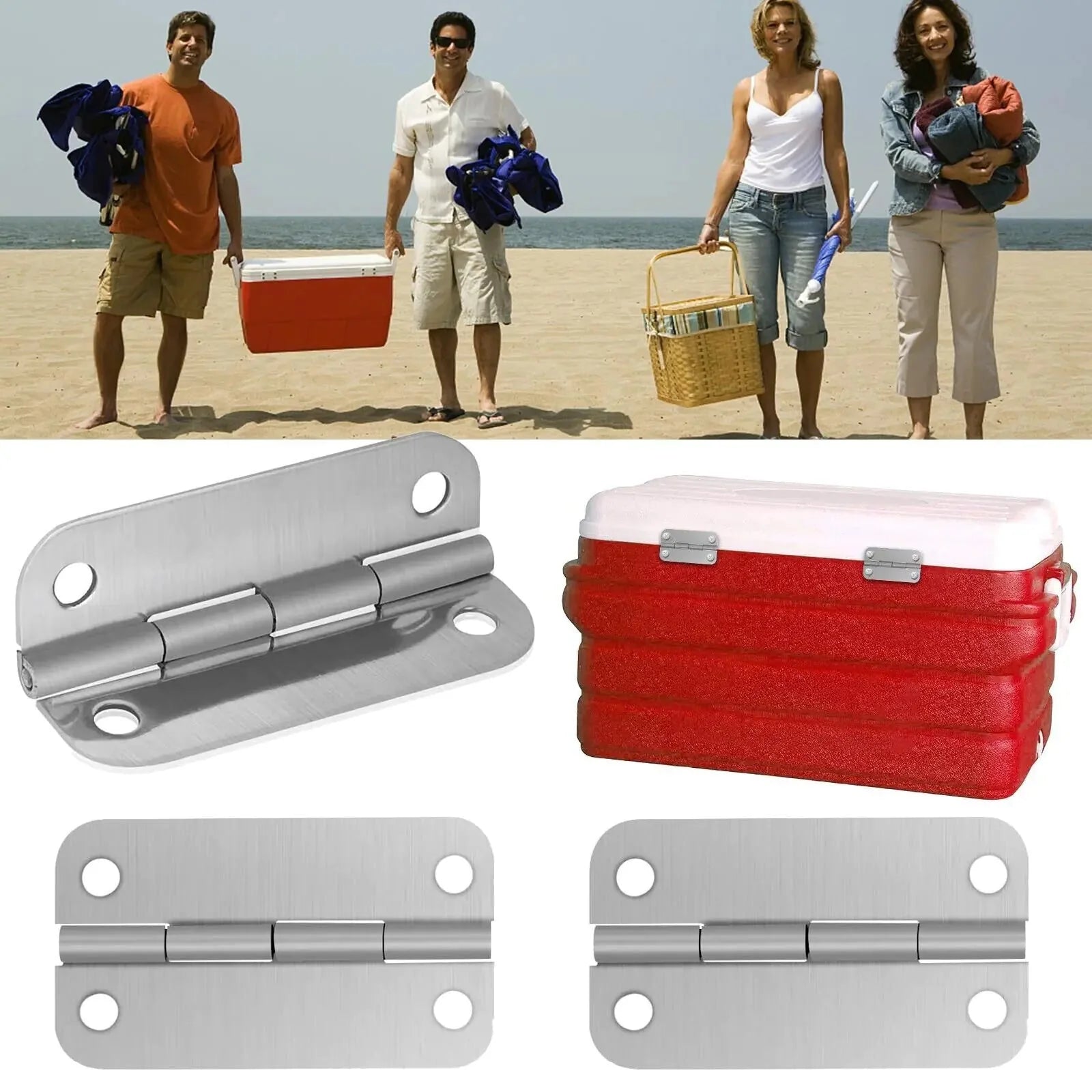 3PCS Stainless Steel Cooler Hinges & Screws Replacements For Igloo Cooler Parts Anti Spier