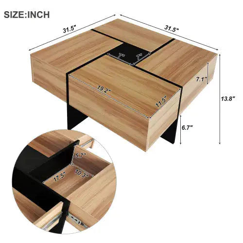 Unique Design Coffee Table With 4 Hidden Storage Compartments Anti Spier