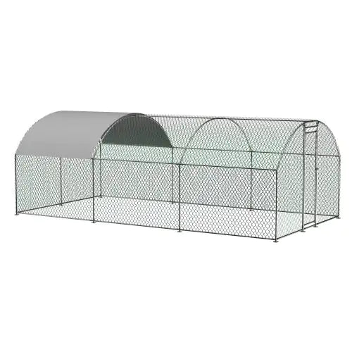 Large Chicken Coop Metal Chicken Track With Waterproof And UV Cover, Dome Shape Walk-In Fence Chicken Coop For Outdoor And Yard Farm Use