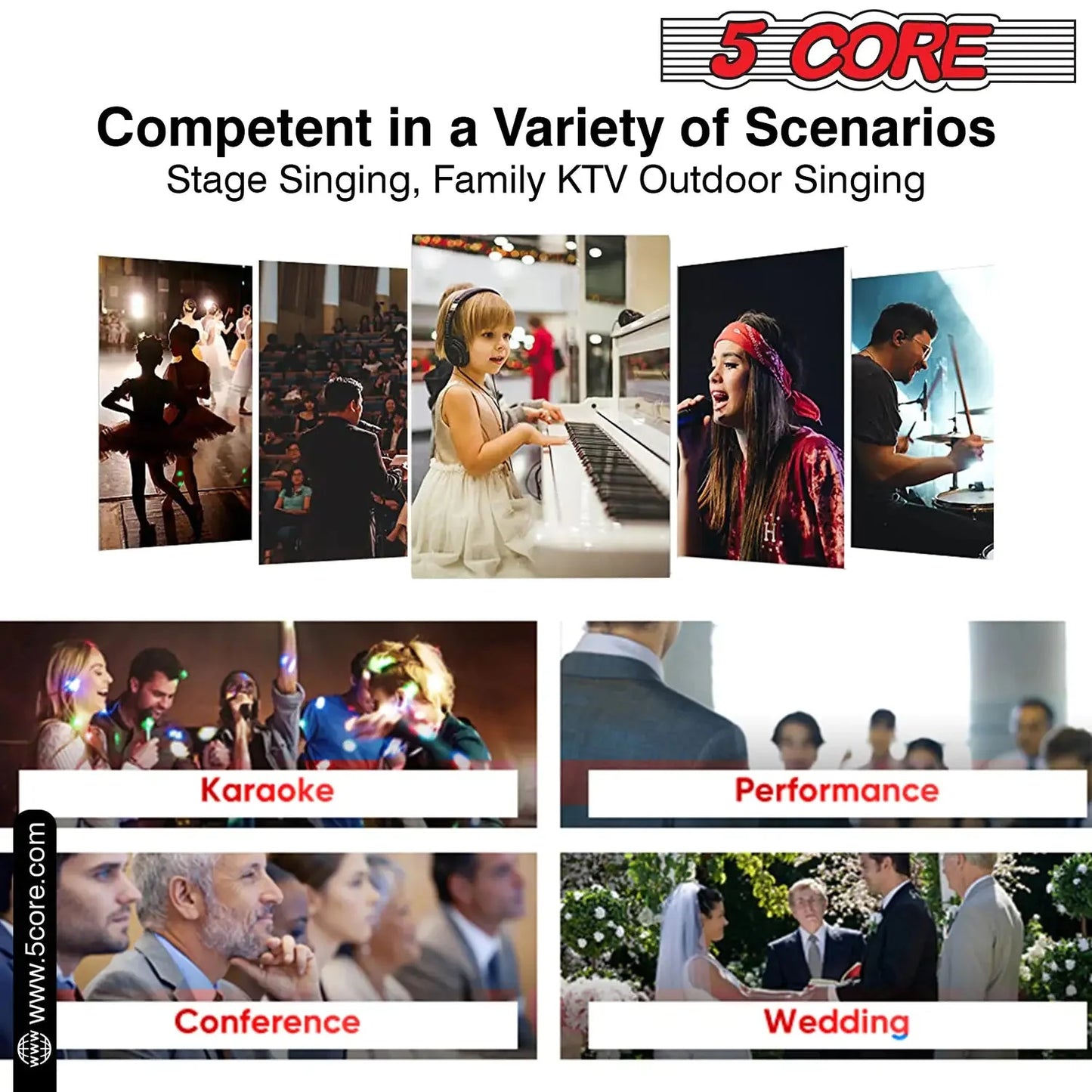 5Core XLR Microphone Dynamic Mic Karaoke Singing Studio Mics Handheld Microfono Anti Spier