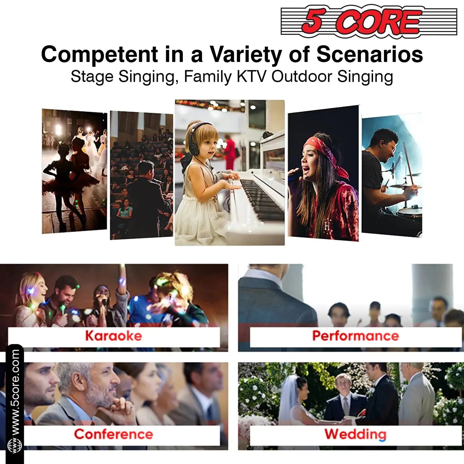 5Core XLR Microphone Dynamic Mic Karaoke Singing Studio Mics Handheld Microfono Anti Spier