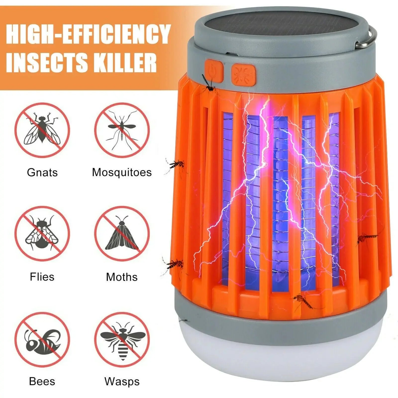 Solar USB Mosquito Killer Light Electronic Fly Bug Insect Zapper Trap Pest Lamp Anti Spier