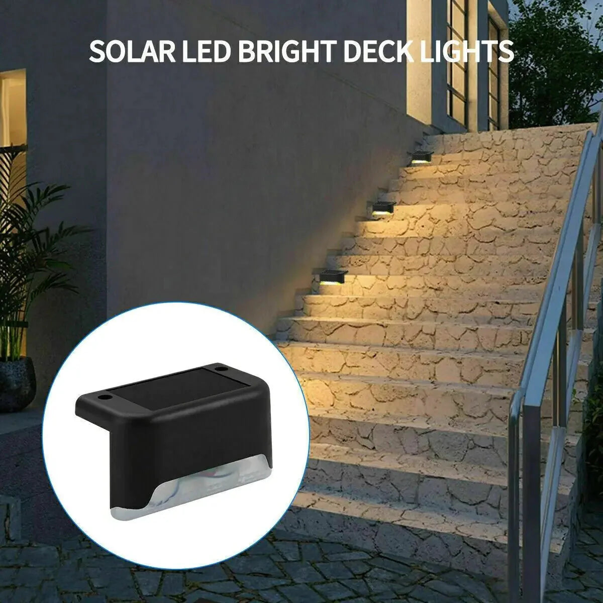 8 Pack New Solar Deck Lights Outdoor Waterproof LED Steps Lamps For Stairs Fence Anti Spier