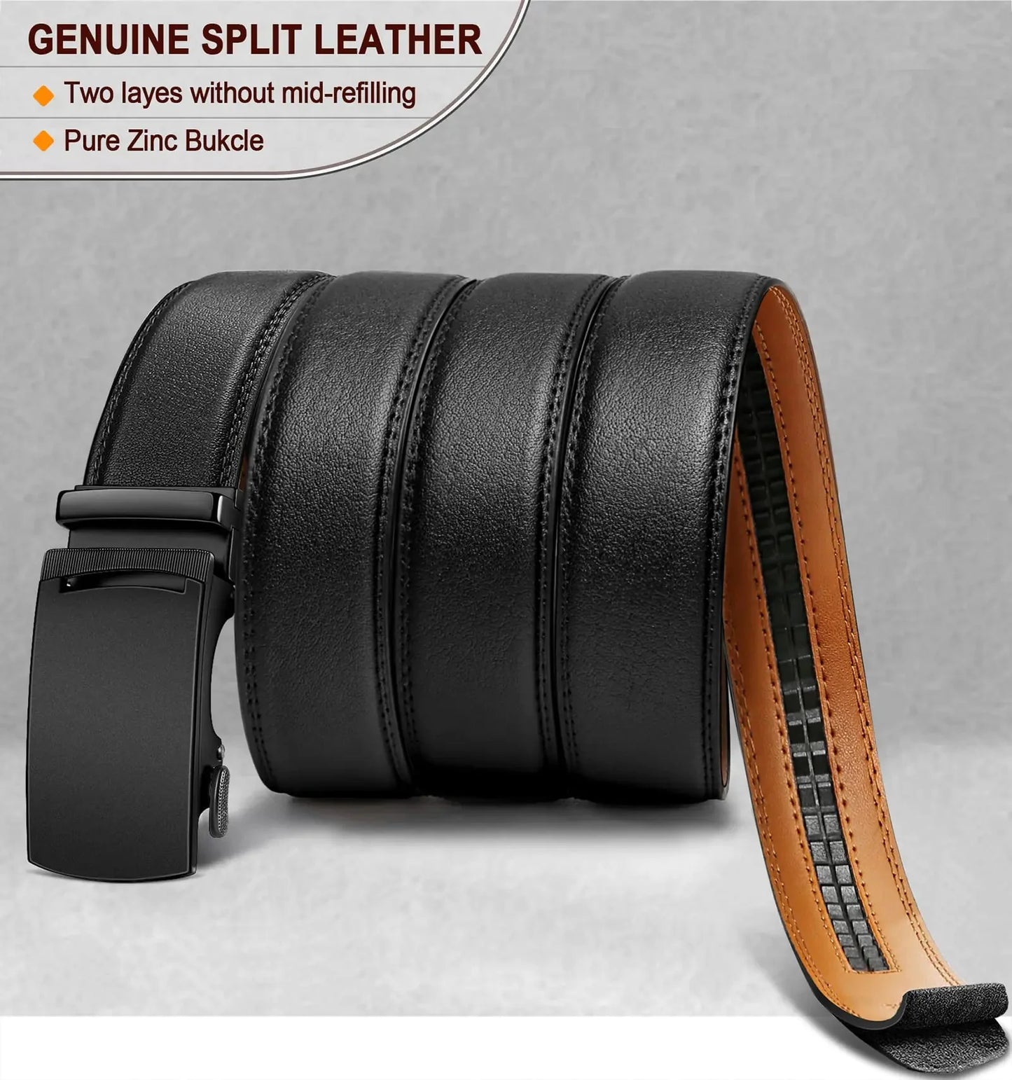 BULLIANT Men's Belt,Slide Ratchet Belt For Gift Men Dress Pant Shirt Oxfords,Trim To Fit Black847 44"-52"Waist Adjustable Anti Spier