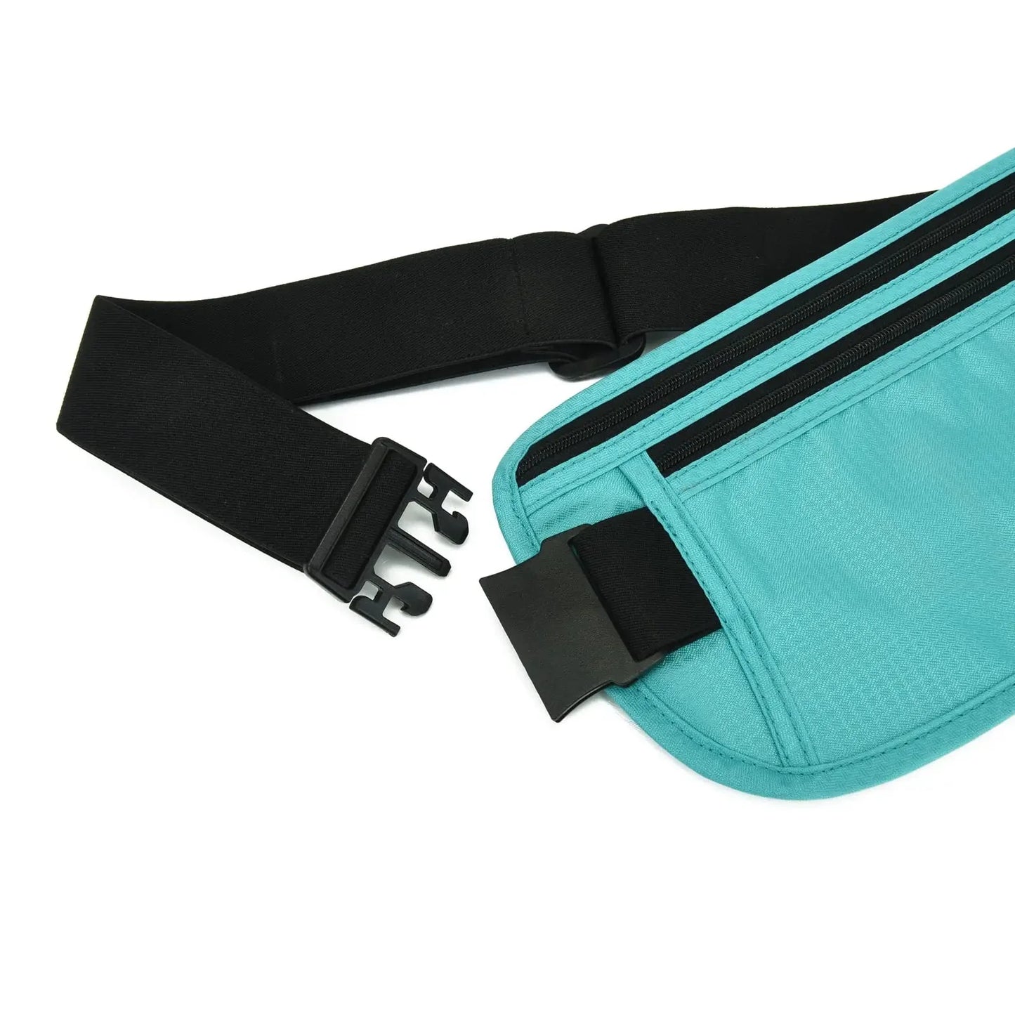 RFID Blocking Money Belt for Men Women, Slim Fanny Pack for Travel，Running,Conceal Waist Wallet for Passport Holder,Phone,Cash(Black Mint Green) Black Mint Green Rfid Blocking & Belt Wide:1.45Inch Anti Spier
