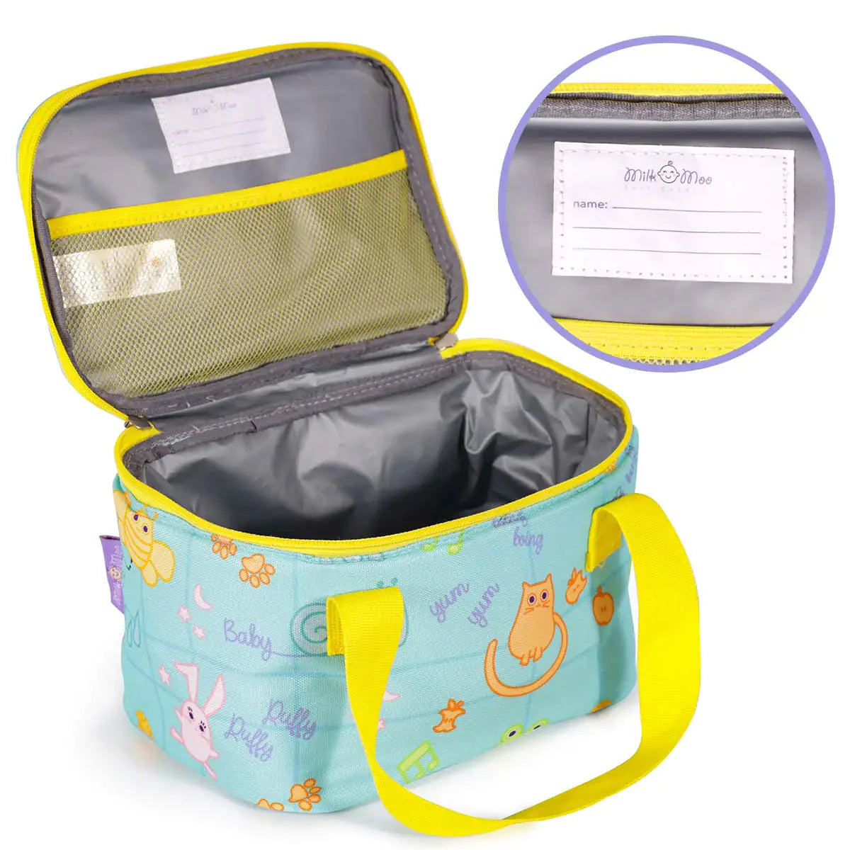 Milk&Moo Insulated Lunch Box For Kids, Turquoise Anti Spier