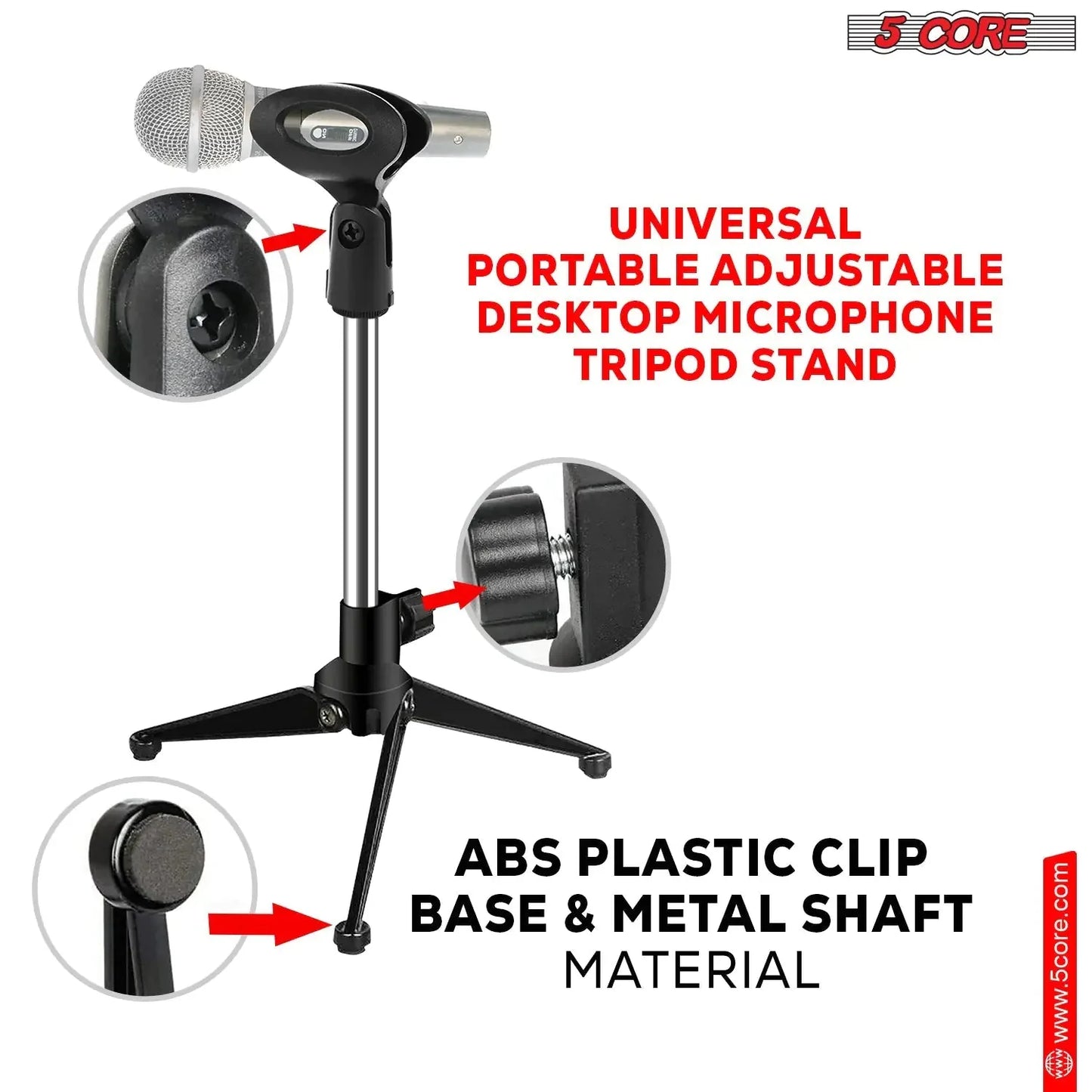 5Core Desktop Mic Stand Tripod Universal Desk Microphone Holder Table Top Stands Anti Spier
