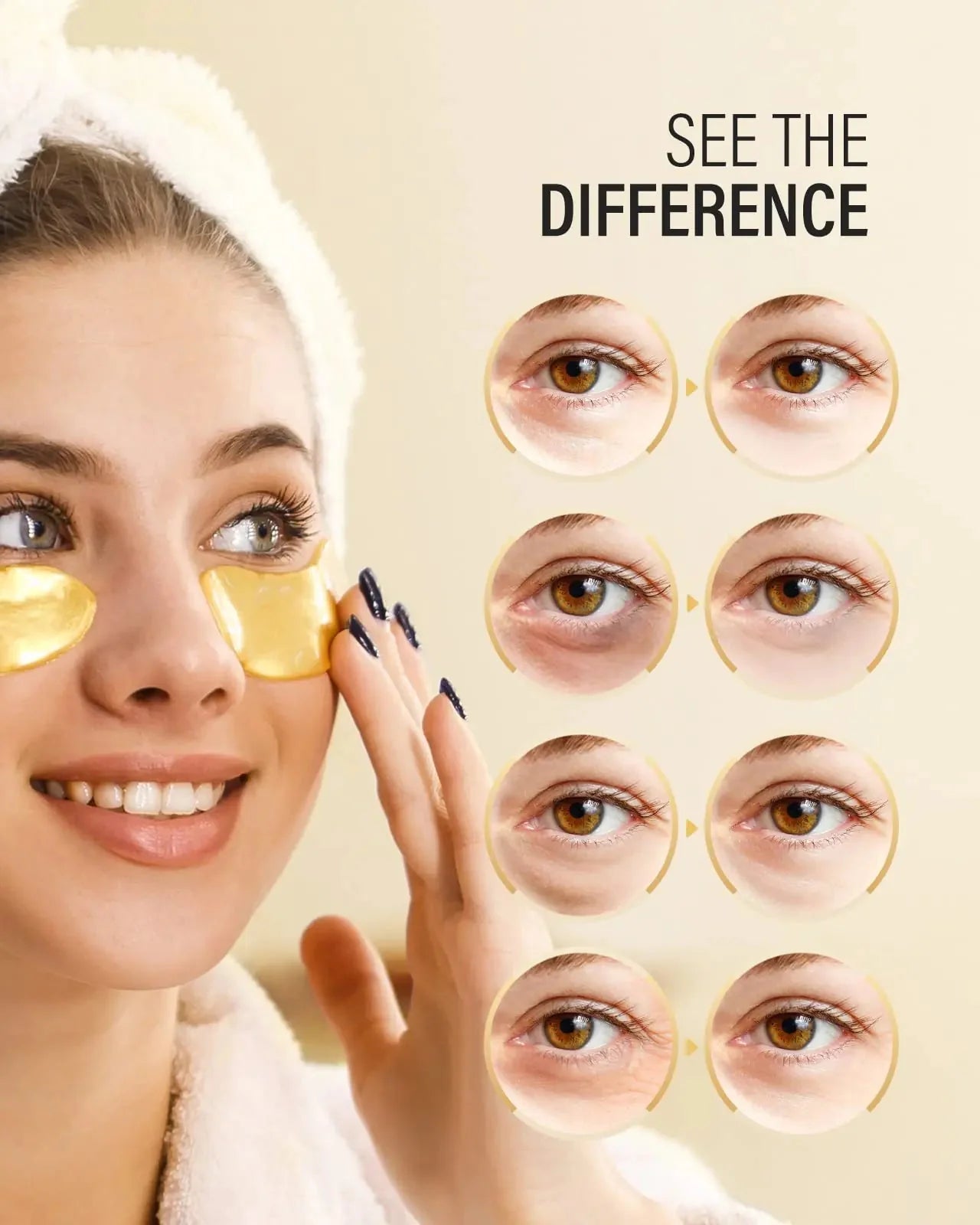 24k Gold Under Eye Patches (50 Pairs), eye mask, Collagen Skin Care Products, Eye Patches for Puffy Eyes, eye masks for dark circles and puffiness 1 Count (Pack of 50) Anti Spier