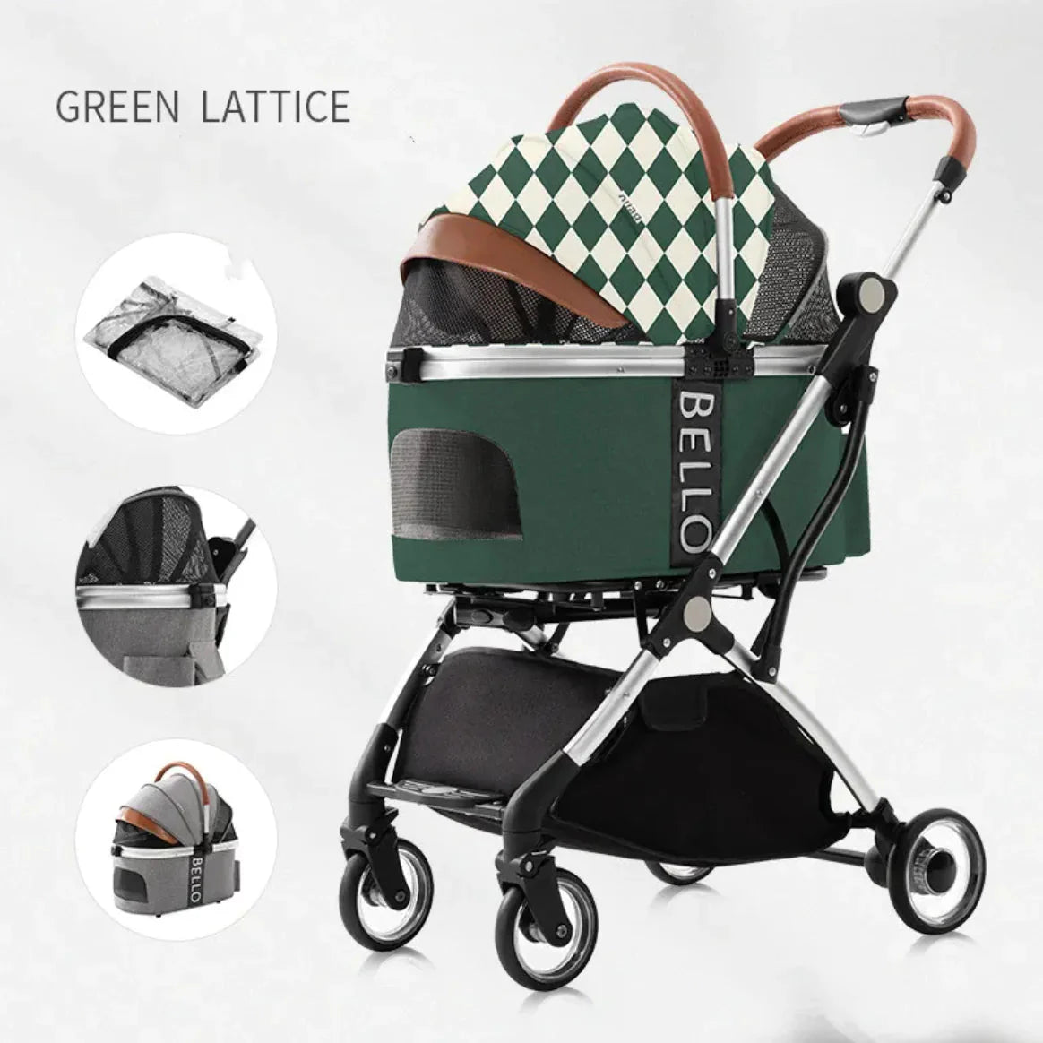 Foldable Four-Wheel Pet Stroller Anti Spier