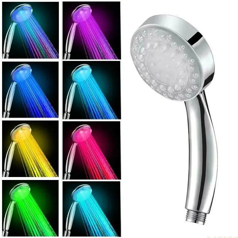 Handheld 7 Color Changing LED Light Water Bath Home Bathroom Shower Head Glow Anti Spier
