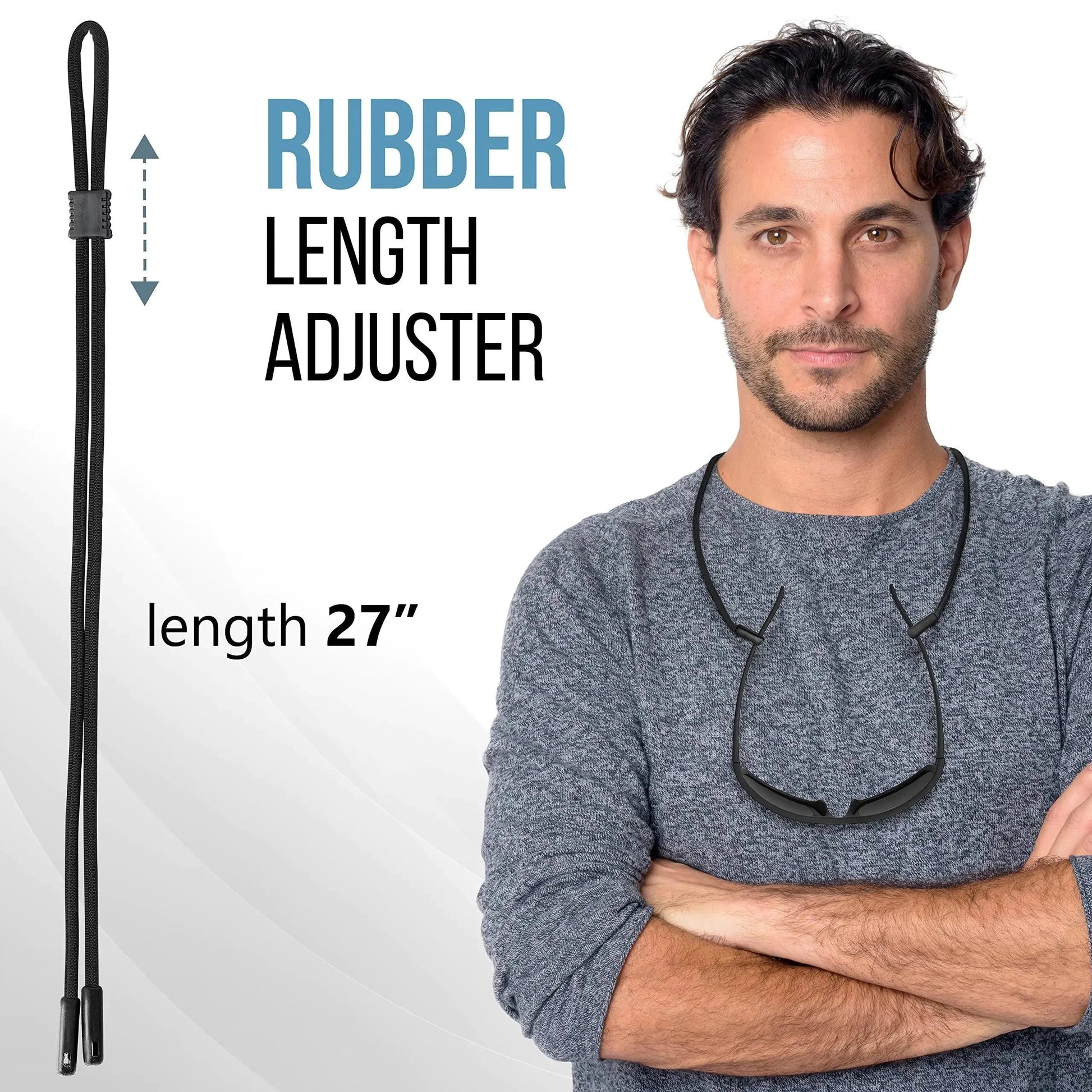 Eyeglasses String Holder Strap Glasses Cords 4 Pcs Black Adjustable 27 inch Long Anti Spier