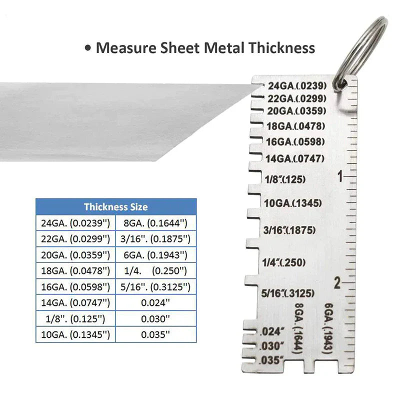 2PCS Thickness Gage Sheet Metal Gauge Measuring Tool Wire Gauge Stainless Steel Anti Spier