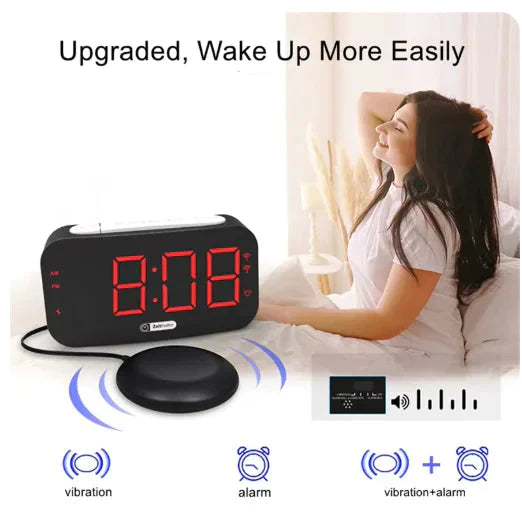 LED Digital Vibrating Alarm Clock for Heavy Sleepers Anti Spier