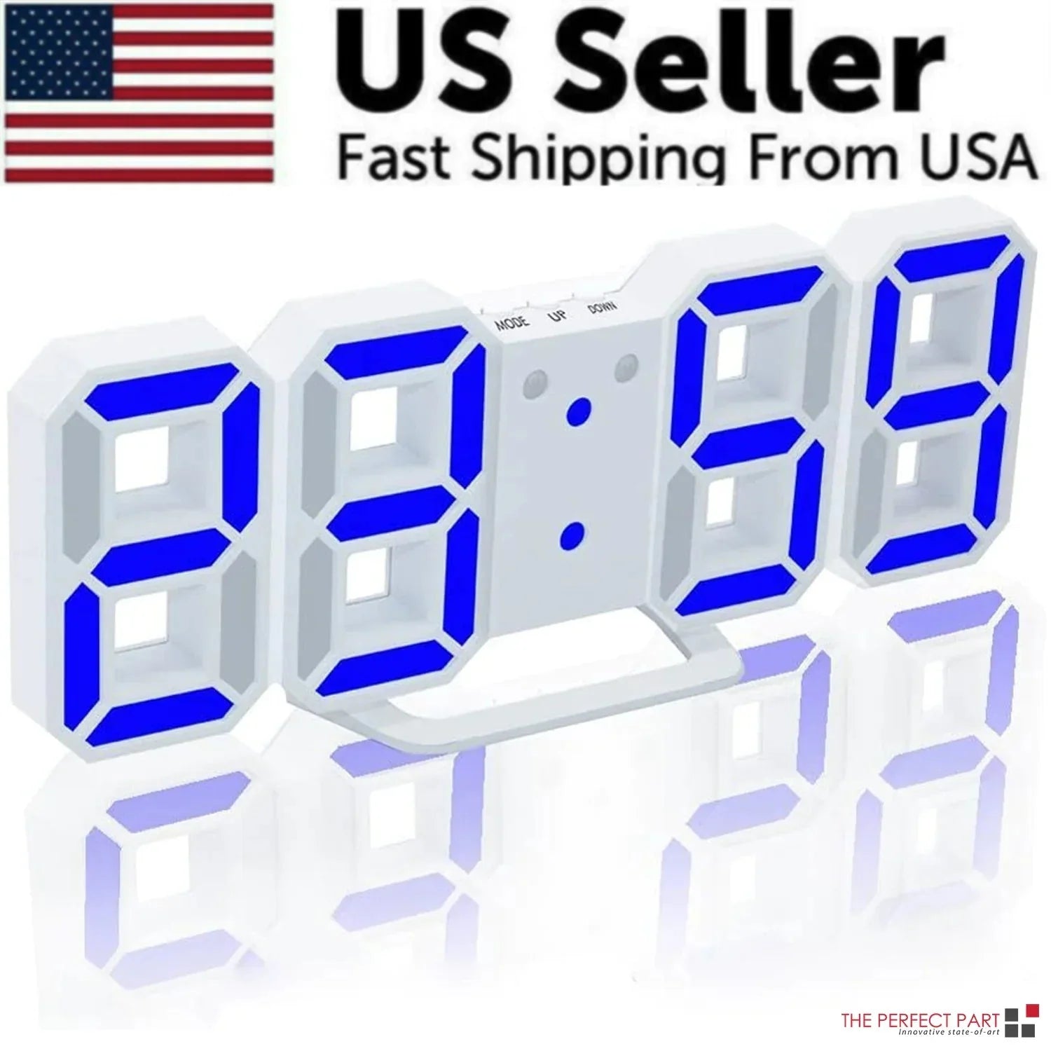 Digital 3D LED Big Wall Desk Alarm Clock Snooze 12/24 Hours Auto Brightness USB Anti Spier