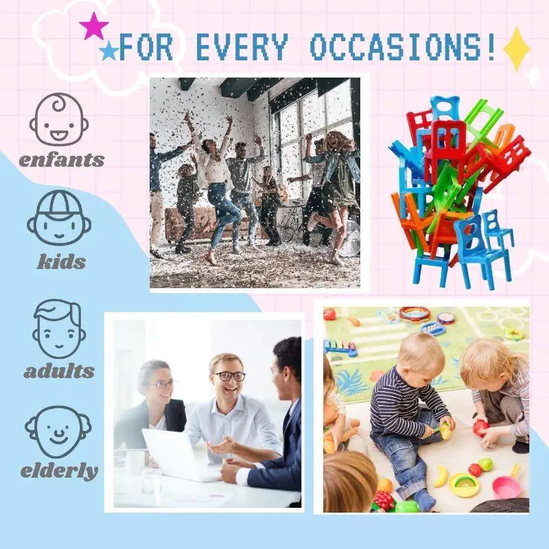 Chairs Stacking Puzzle Game (Set of 18) Anti Spier